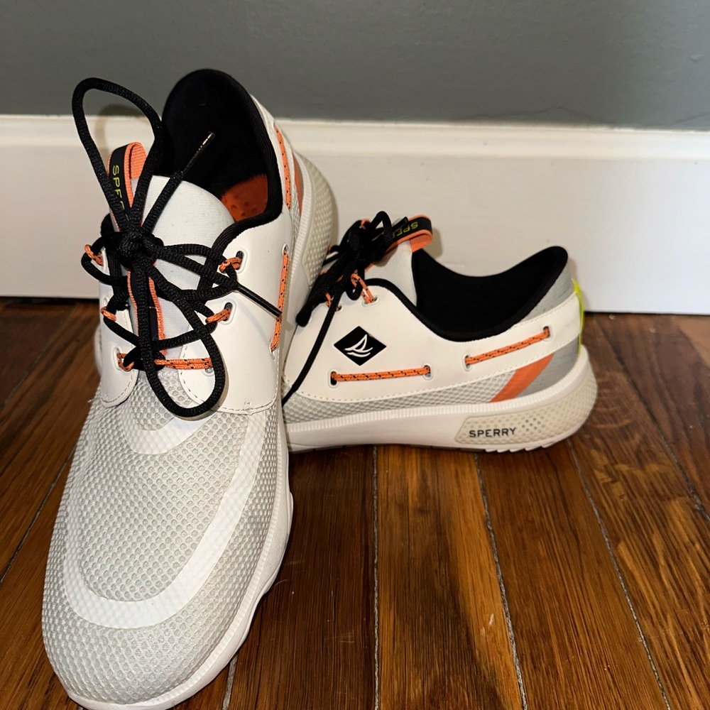 Sperry White and Orange Athletic Shoes